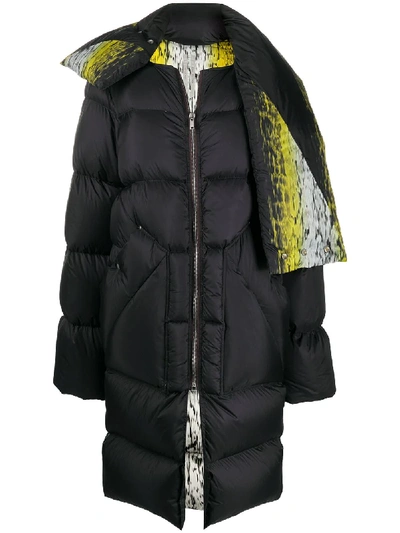 Shop Rick Owens Oversized Abstract Print Puffer Coat In Black