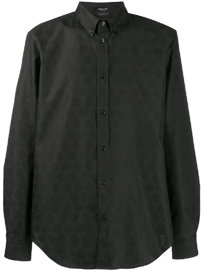 Shop Versace Medusa Head Long-sleeve Shirt In Black