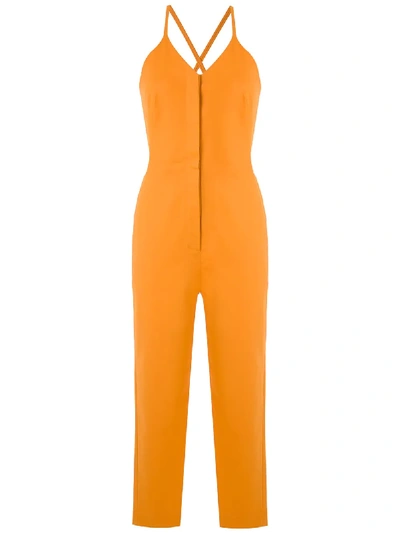 Shop Andrea Marques Criss Cross Straps Jumpsuit In Orange
