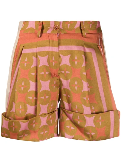 Shop Jejia High-waisted Geometric Print Shorts In Brown