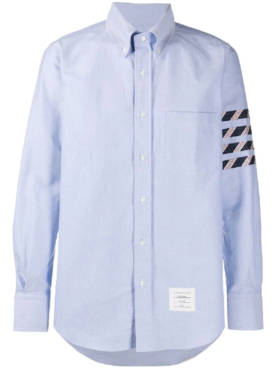 Shop Thom Browne 4-bar Stripe Button-down Shirt In Blue