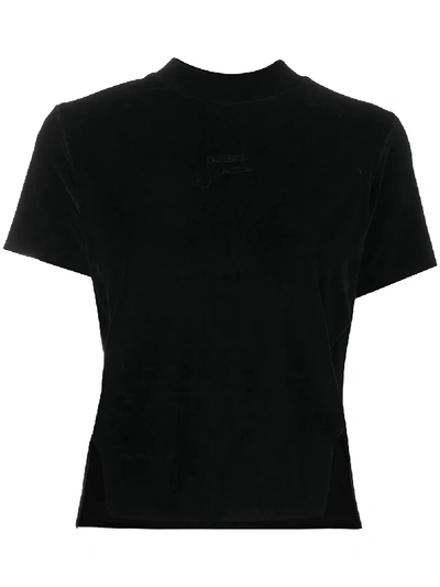 Shop Song For The Mute Slit Detail Crew Neck T-shirt In Black