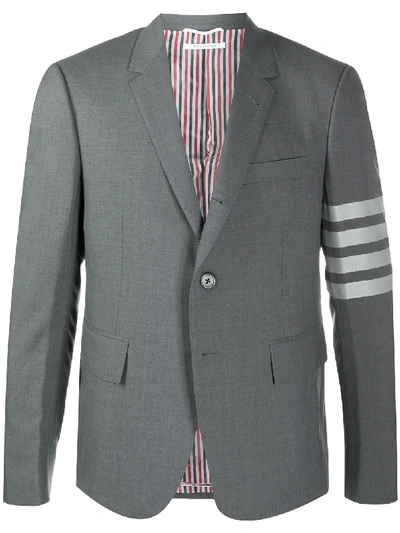 Shop Thom Browne Four-bar Fitted Blazer In Grey