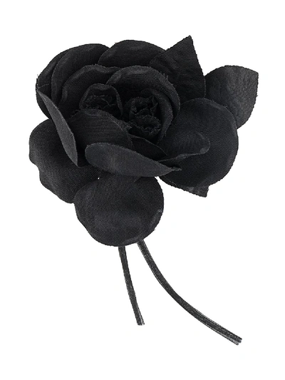 Shop P.a.r.o.s.h Flower Brooch In Black