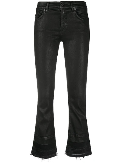 Shop 7 For All Mankind Illusion Cropped Flared Jeans In Black