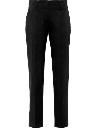 Shop Prada Cropped Tapered Trousers In Black