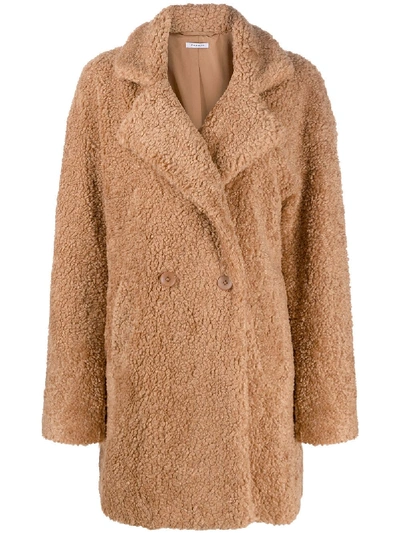 Shop P.a.r.o.s.h Double-breasted Shearling Coat In Brown