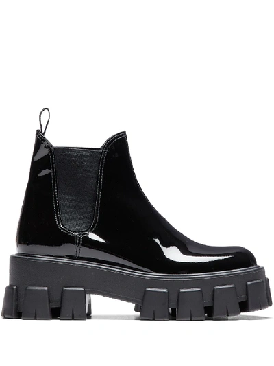 Shop Prada Monolith Chelsea Boots In Black