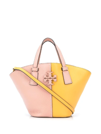Shop Tory Burch Mini Leather Tote Bag In Pink