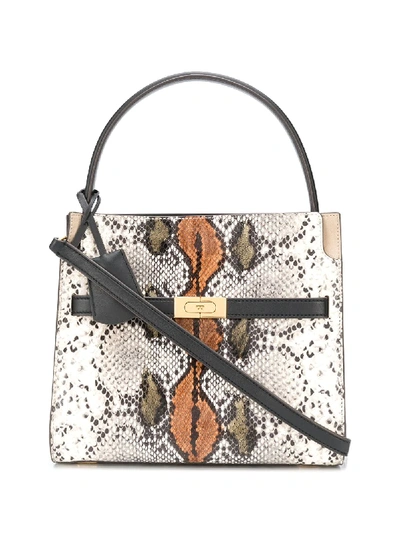 Shop Tory Burch Lee Radziwill Snakeskin-effect Tote In White