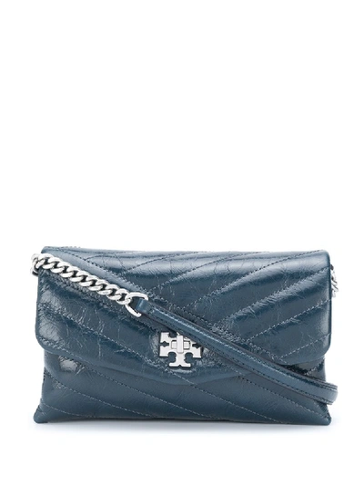 Tory Burch Kira Chevron Textured Small Convertible Shoulder Bag in Blue