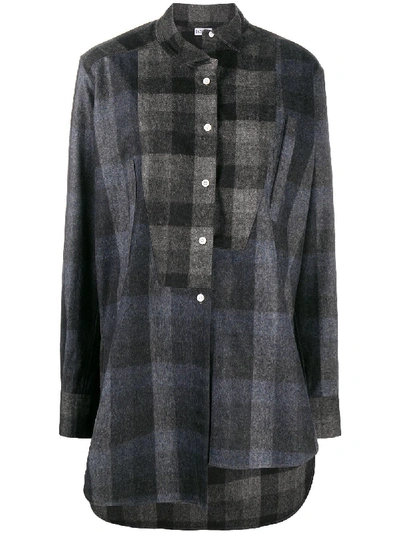 Shop Loewe Oversized Asymmetric Checkered Shirt In Black