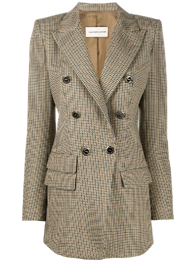 Shop Alexandre Vauthier Plaid Double-breasted Blazer In Neutrals