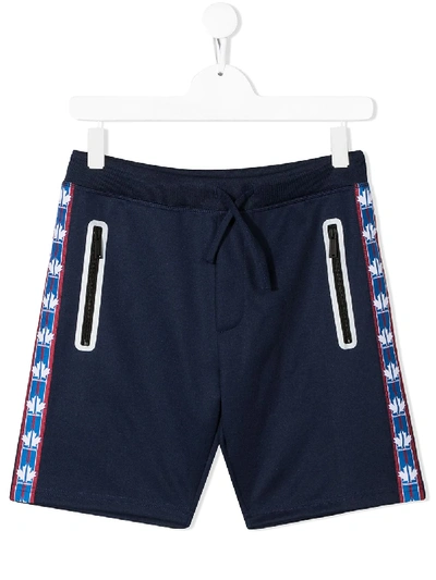 Dsquared2 Logo Stripe Track Shorts In Blue