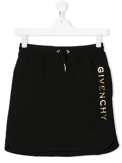 Shop Givenchy Logo-print Drawstring Skirt In Black