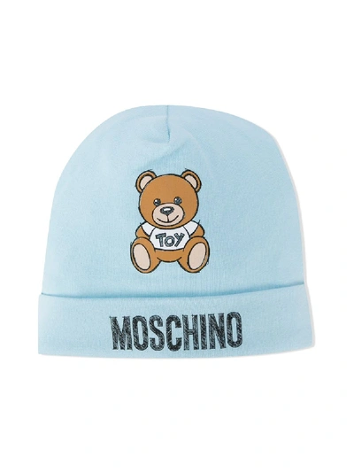 Shop Moschino Bear Print Cap In Blue