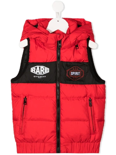 Givenchy Teen Graphic-print Hooded Gilet In Red