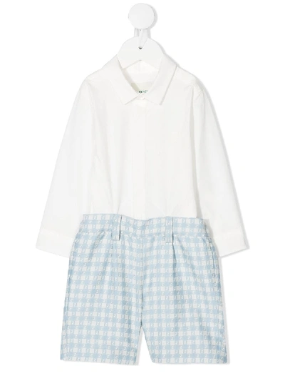 Shop Fendi Pointed Collar Shorties In White ,blue