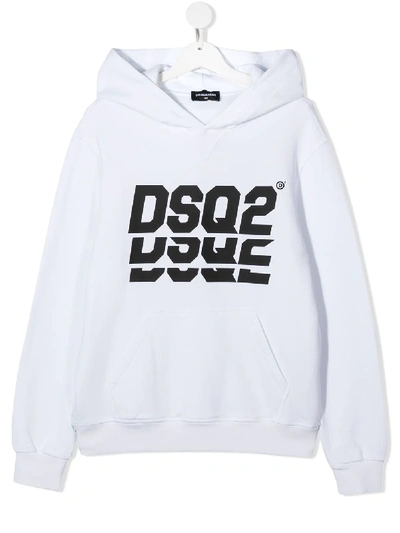 Shop Dsquared2 Teen Logo Print Hoodie In White
