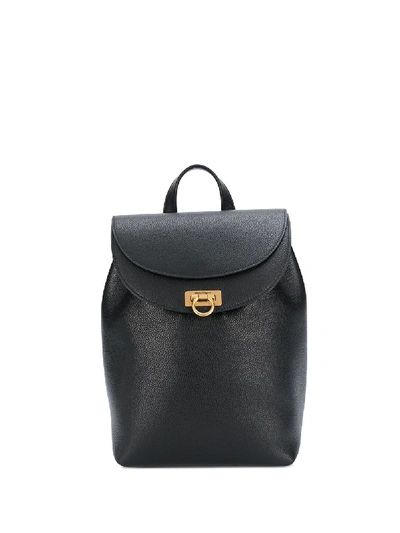 Shop Ferragamo Double Flap Backpack In Black