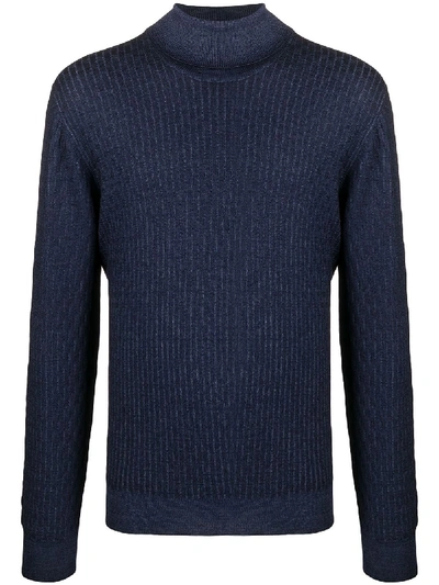 Shop Tagliatore Raul Ribbed Virgin Wool Jumper In Blue