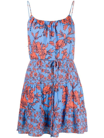 Shop Alice And Olivia Cheyla Strappy Floral-print Dress In Blue