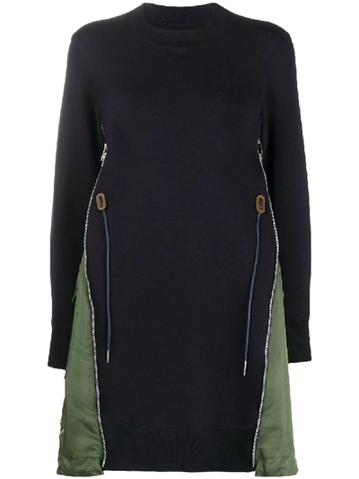 Shop Sacai Gusset-detail Sweatshirt Dress In Blue