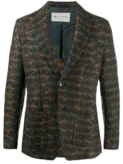 Shop Etro Zigzag-patterned Blazer In Brown