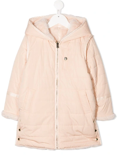 Shop Chloé Faux-fur Hooded Coat In Pink