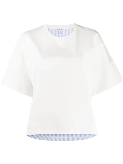 Shop Loewe Striped Back Cropped T-shirt In White