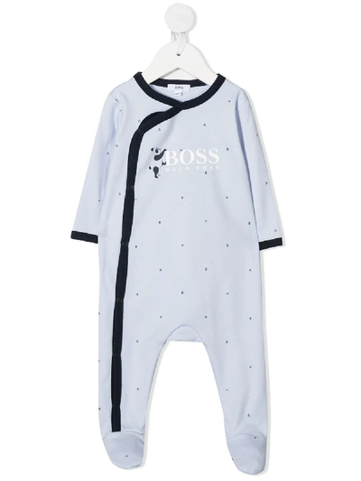 Shop Hugo Boss Logo Print Pyjama In Blue