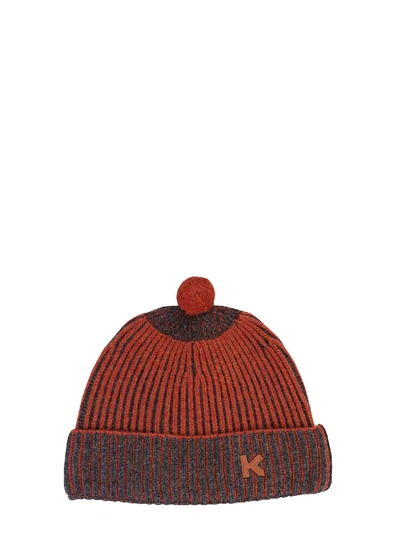 Shop Kenzo Knitted Cap In Rosso