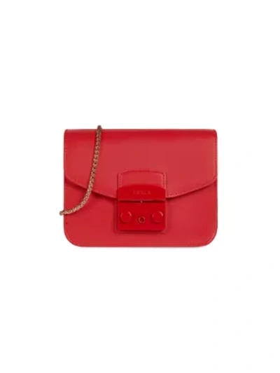 Shop Furla Women's Mini Metropolis Leather Crossbody Bag In Ruby
