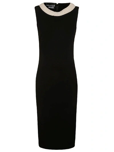 Shop Moschino Back Zip Sleeveless Dress In Black