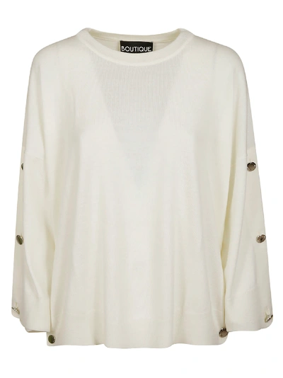 Shop Moschino Sleeve Button Embellished Jumper In White