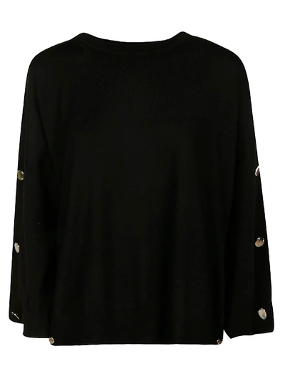 Shop Moschino Sleeve Button Embellished Jumper In Black