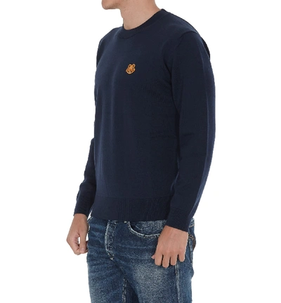 Shop Kenzo Tiger Crest Sweater In Navy