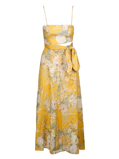 Shop Zimmermann Amelie Scarf Tie Dress In Yellow & Orange