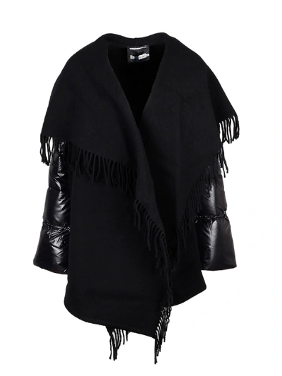 Shop Moncler Wool Cape In Black