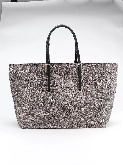 Shop Borbonese Tote Extra Large In Op Naturale/nero
