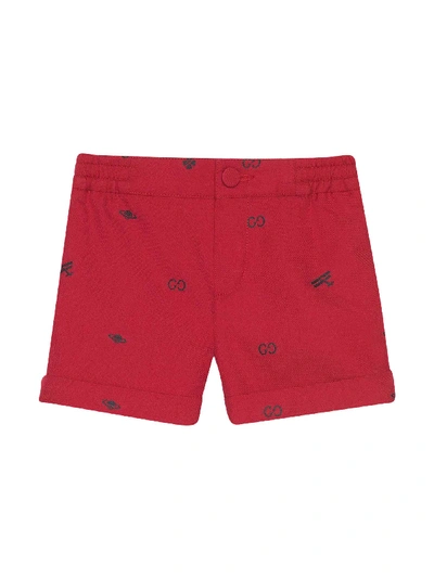 Shop Gucci Red Shorts With Elastic Waistband In Verde/rosso