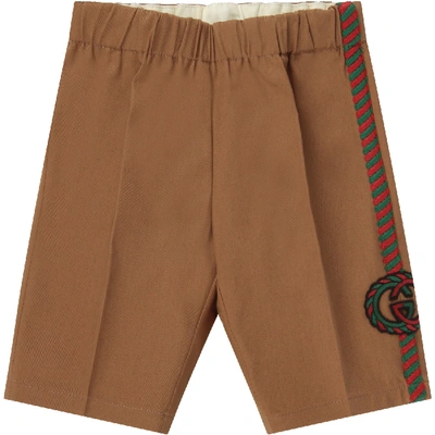 Shop Gucci Beige Pants With Double Gg For Baby Boy
