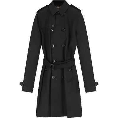 Shop Burberry Black Tranch Coat For Kids