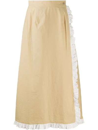 Shop Marysia Ruffle-trimmed Wrap Skirt In Neutrals