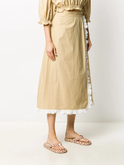 Shop Marysia Ruffle-trimmed Wrap Skirt In Neutrals