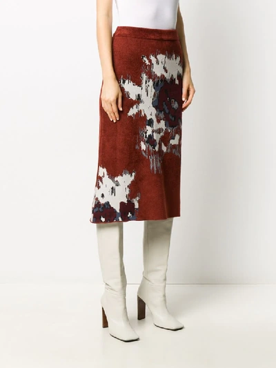 Shop Kenzo Glitch Intarsia A-line Skirt In Brown