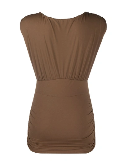 Shop Marysia Stretch-jersey Fitted Dress In Brown