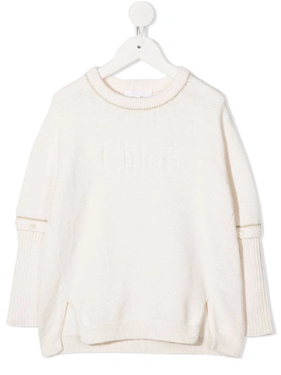 Shop Chloé Knitted Jumper In White