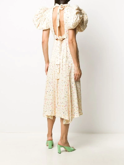 Shop Rotate Birger Christensen Backless Floral Print Dress In Neutrals