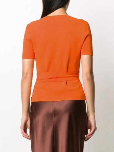 Shop Diane Von Furstenberg Mirella Knit Wrap Top In Orange
